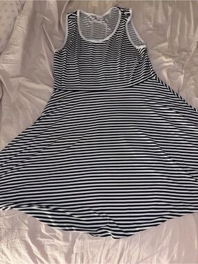 LuLaRoe Navy & White Striped Sleeveless Fit-and-Flare Dress